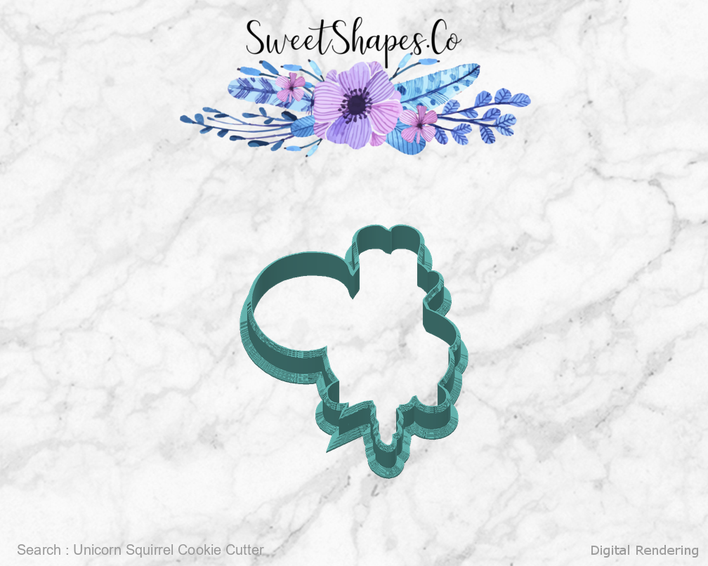 Unicorn Squirrel Cookie Cutter — back view