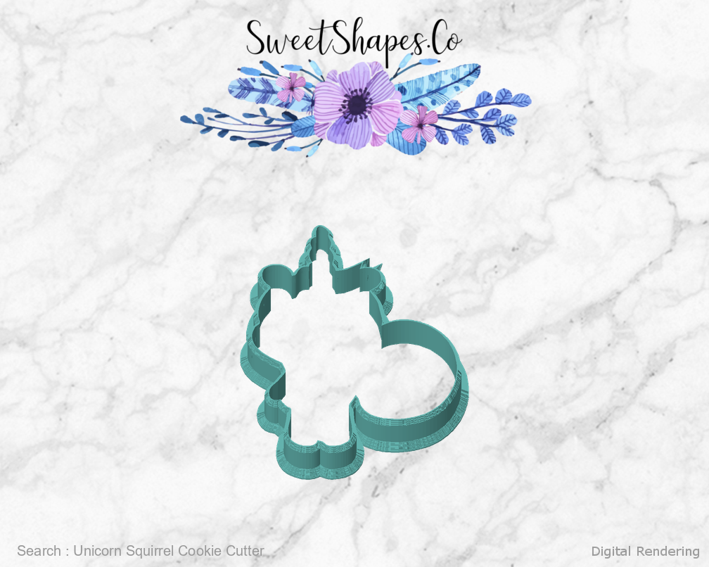 Unicorn Squirrel Cookie Cutter — front view