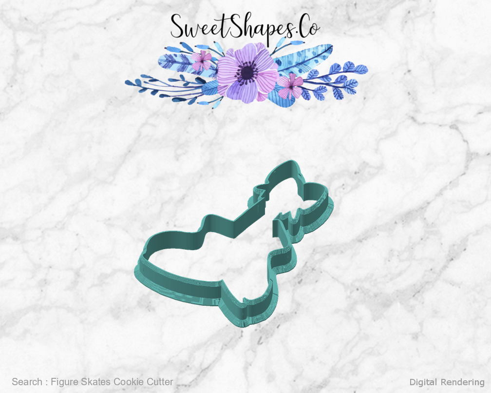 Figure Skates Cookie Cutter — angled front view