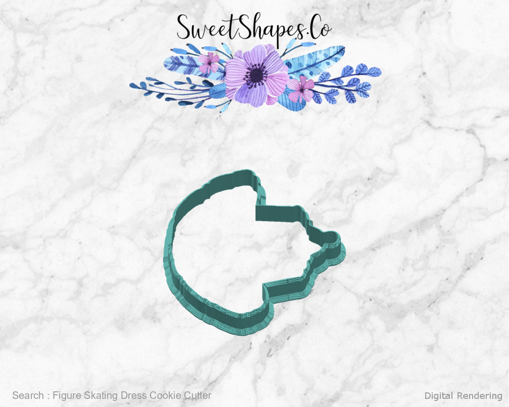 Figure Skating Dress Cookie Cutter — right view