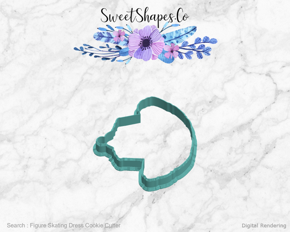 Figure Skating Dress Cookie Cutter — left view