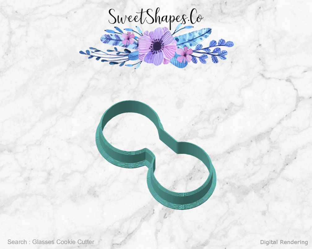 Glasses Cookie Cutter — angled front view