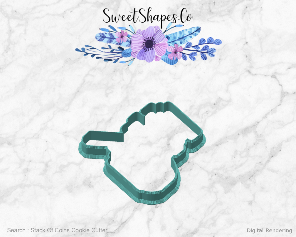 Stack Of Coins Cookie Cutter — angled front view