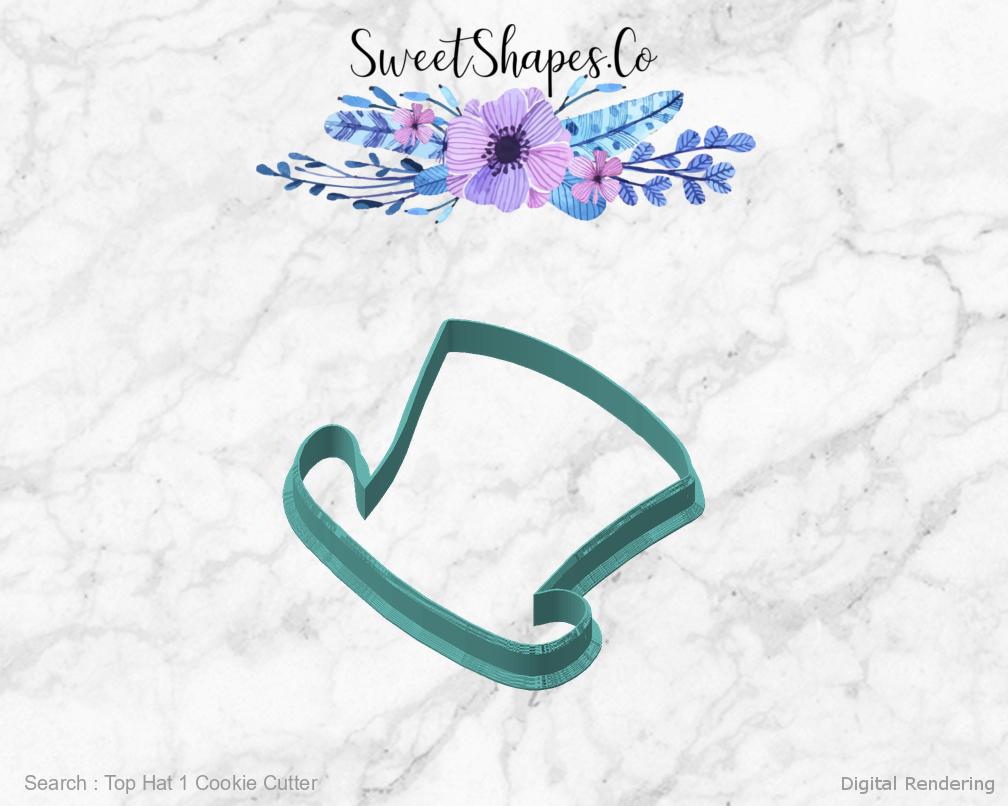 Top Hat 1 Cookie Cutter — angled front view