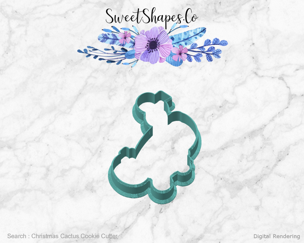 Christmas Cactus Cookie Cutter — angled front view