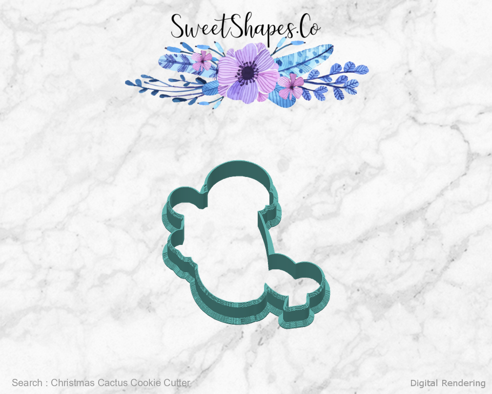 Christmas Cactus Cookie Cutter — back view