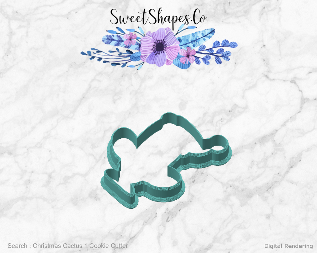Christmas Cactus 1 Cookie Cutter — angled front view