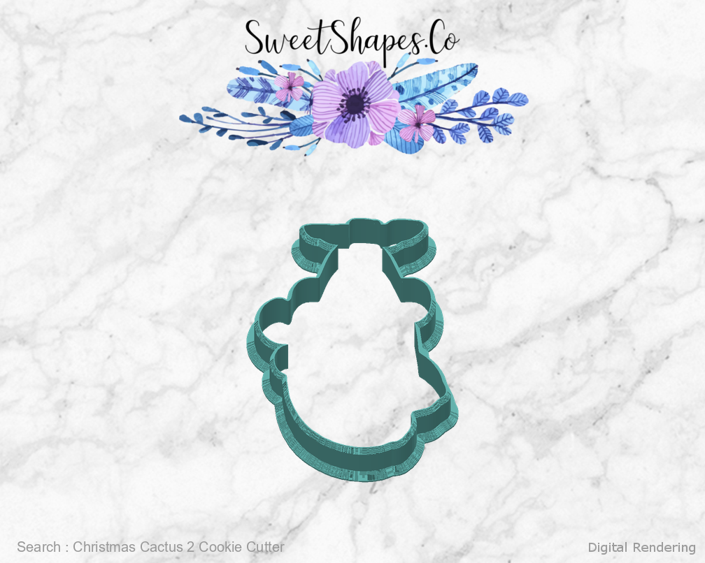 Christmas Cactus 2 Cookie Cutter — back view