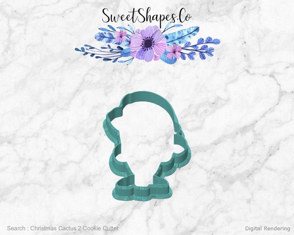 Christmas Cactus 2 Cookie Cutter — front view