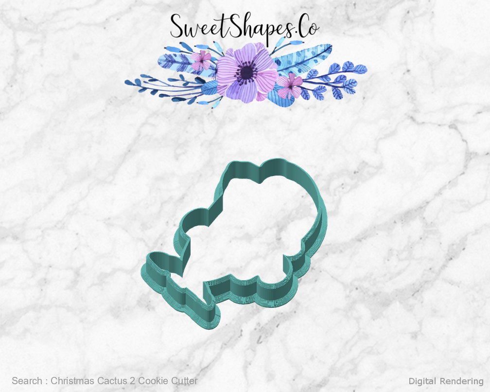 Christmas Cactus 2 Cookie Cutter — angled front view