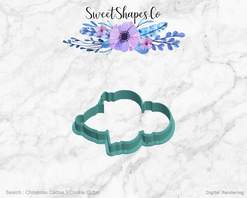 Christmas Cactus 3 Cookie Cutter — left view