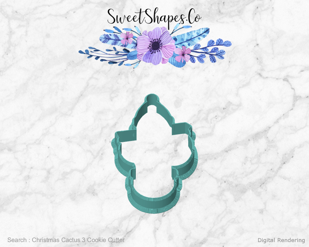 Christmas Cactus 3 Cookie Cutter — front view