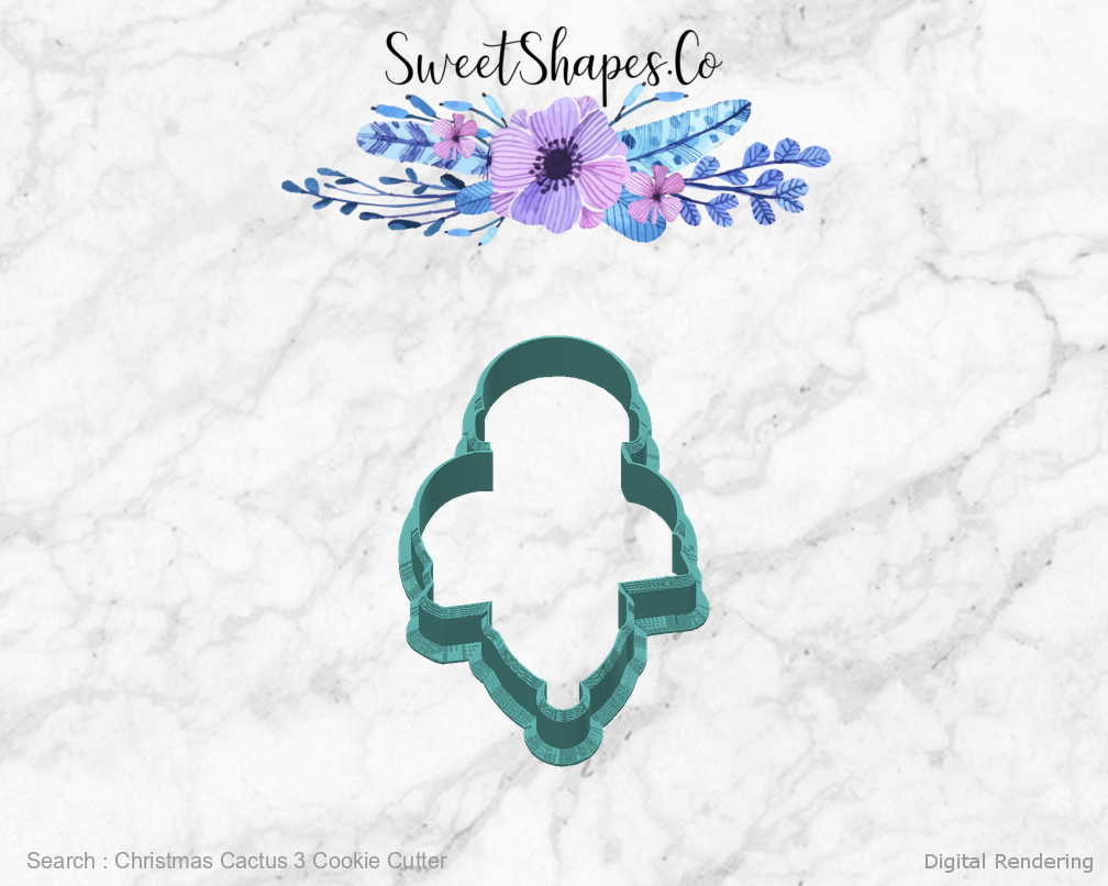 Christmas Cactus 3 Cookie Cutter — back view