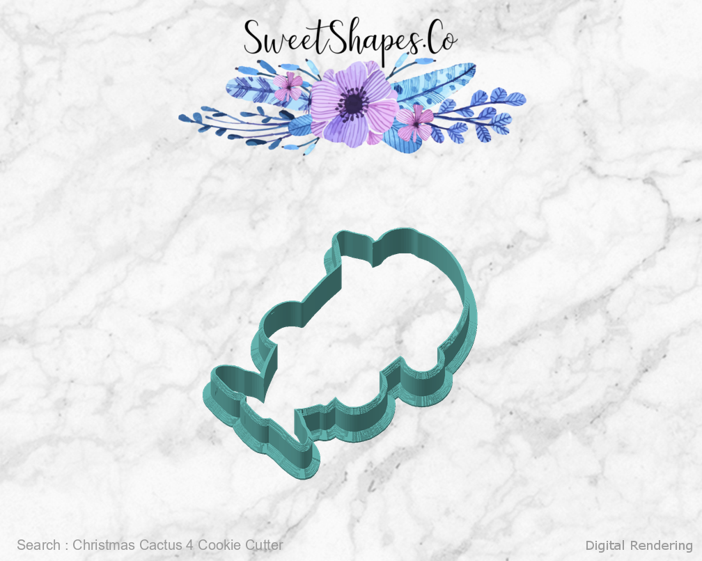 Christmas Cactus 4 Cookie Cutter — angled front view