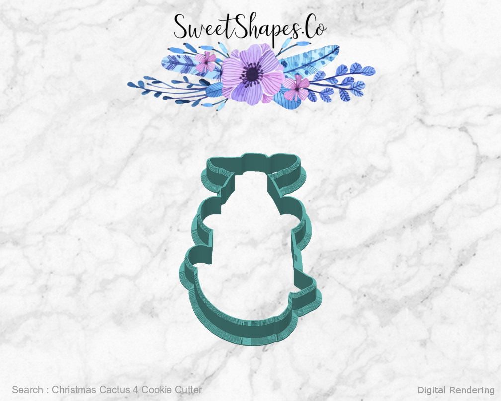 Christmas Cactus 4 Cookie Cutter — back view
