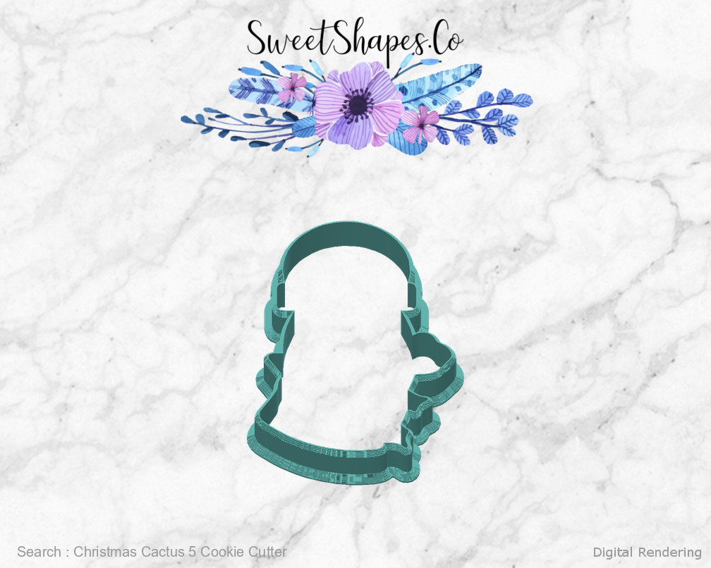Christmas Cactus 5 Cookie Cutter — back view