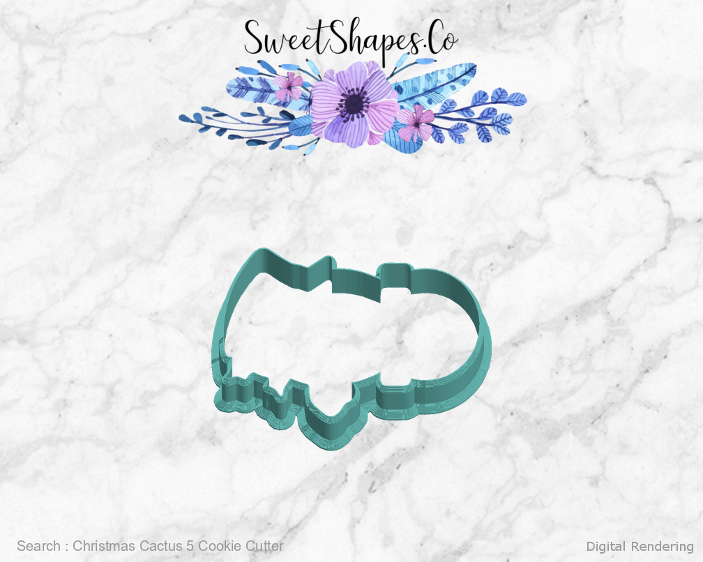 Christmas Cactus 5 Cookie Cutter — left view