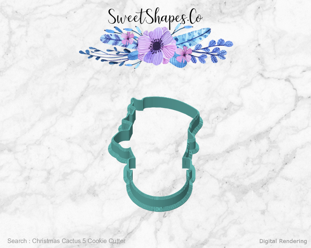 Christmas Cactus 5 Cookie Cutter — front view