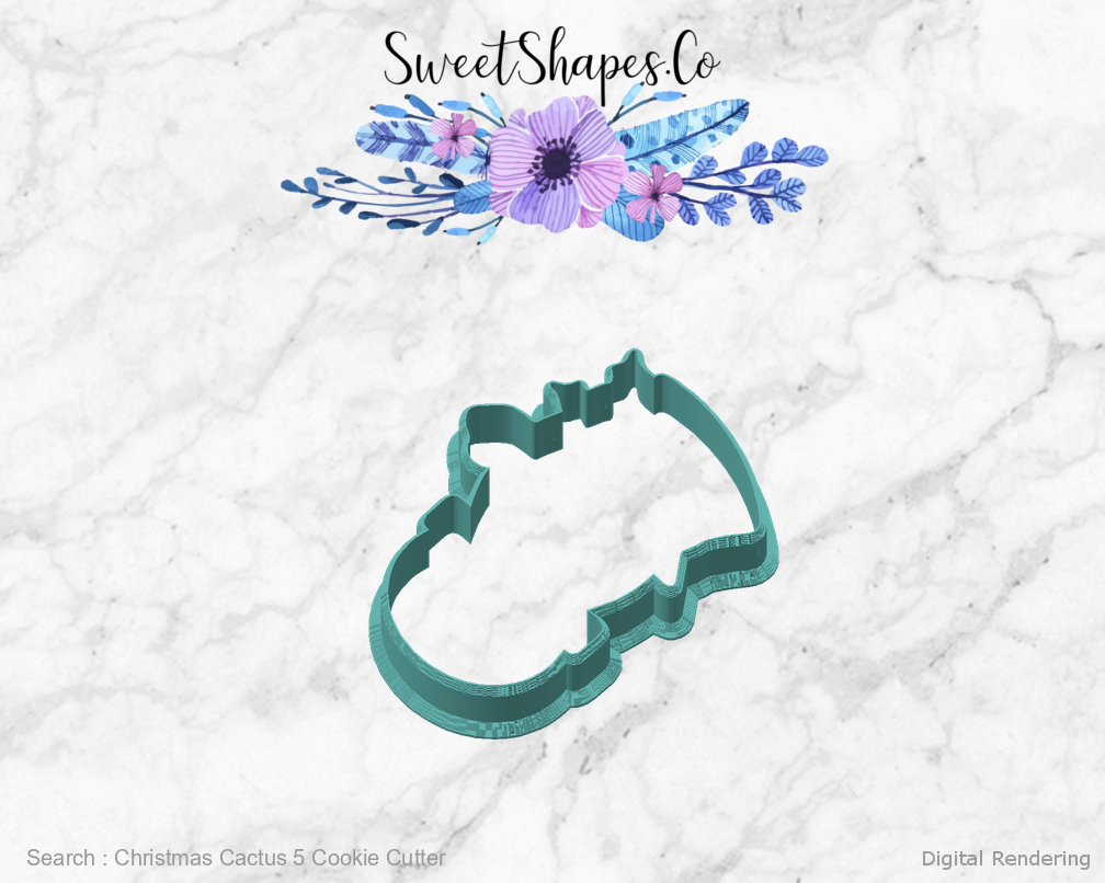 Christmas Cactus 5 Cookie Cutter — angled front view