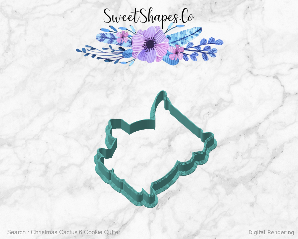 Christmas Cactus 6 Cookie Cutter — angled front view