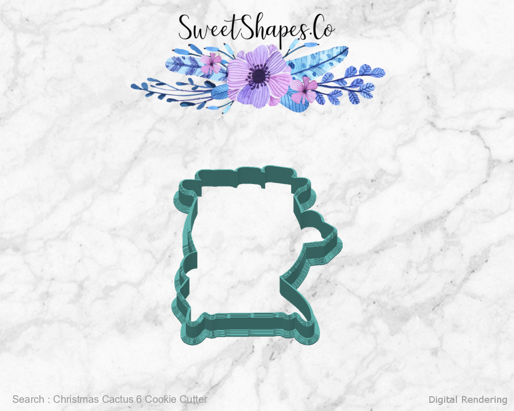 Christmas Cactus 6 Cookie Cutter — back view