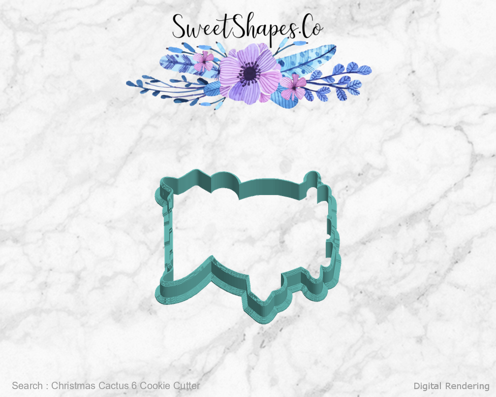 Christmas Cactus 6 Cookie Cutter — left view