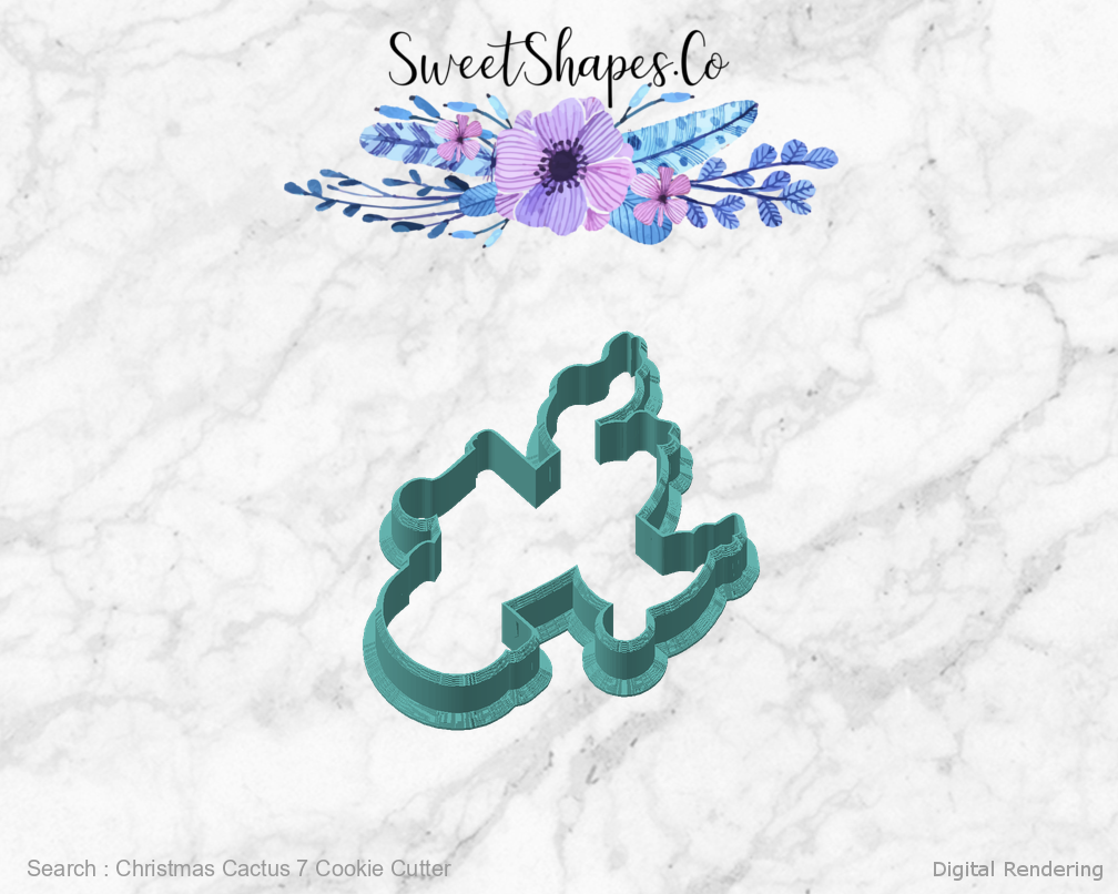 Christmas Cactus 7 Cookie Cutter — angled front view