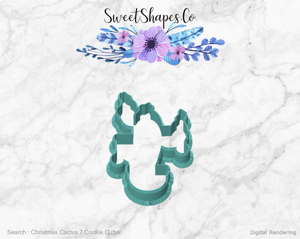 Christmas Cactus 7 Cookie Cutter — front view