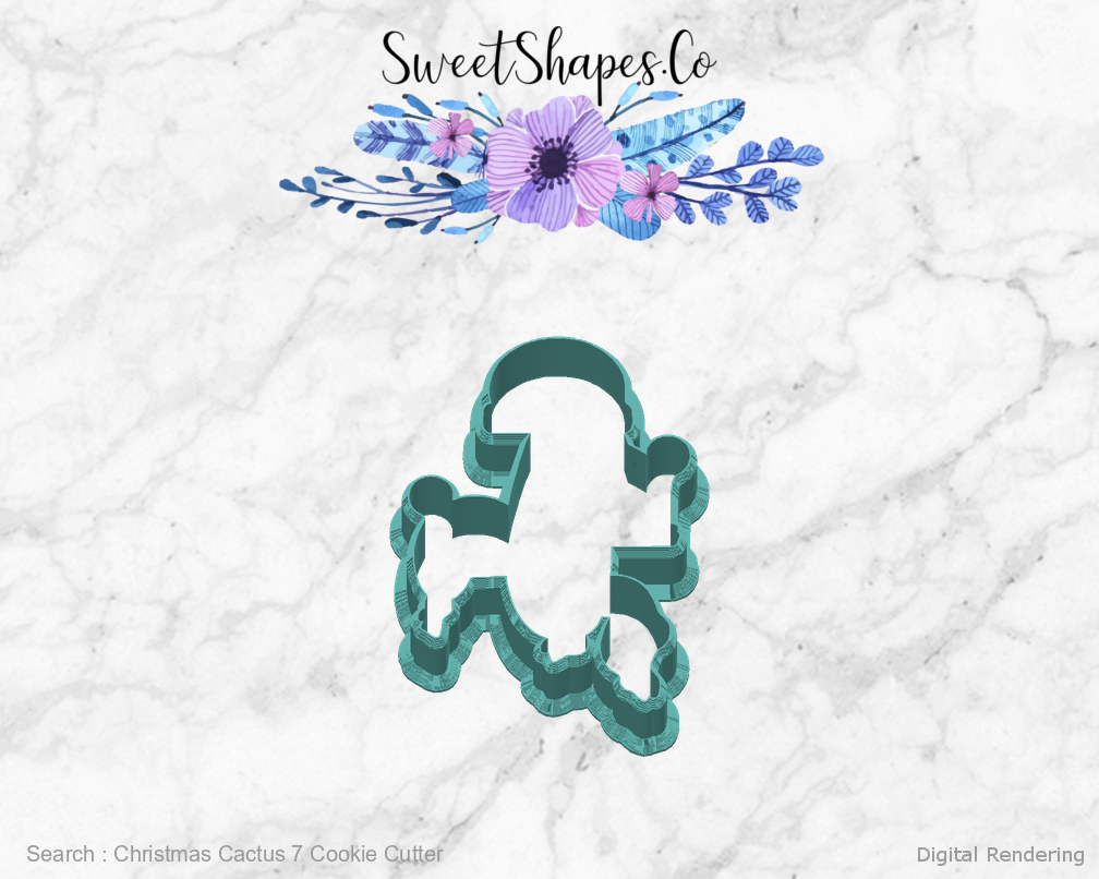 Christmas Cactus 7 Cookie Cutter — back view