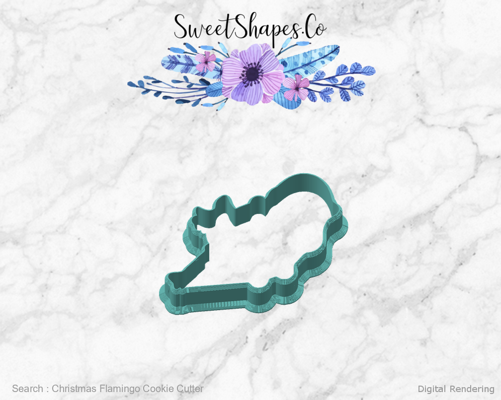 Christmas Flamingo Cookie Cutter — angled front view