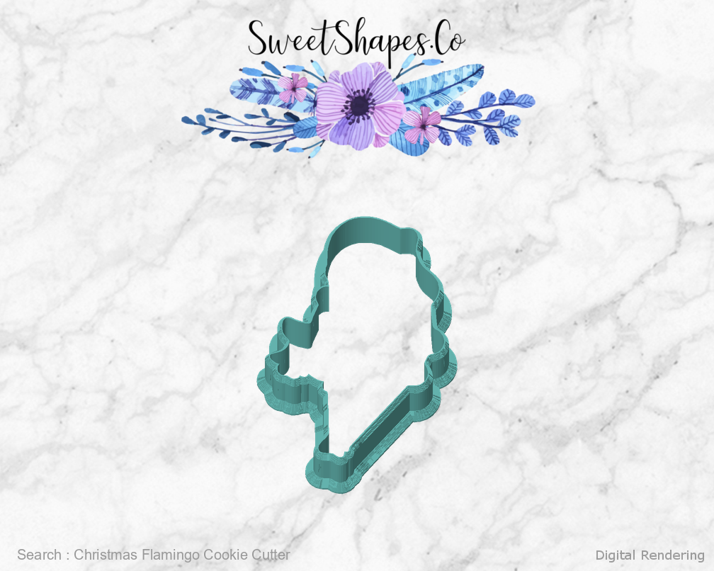 Christmas Flamingo Cookie Cutter — front view