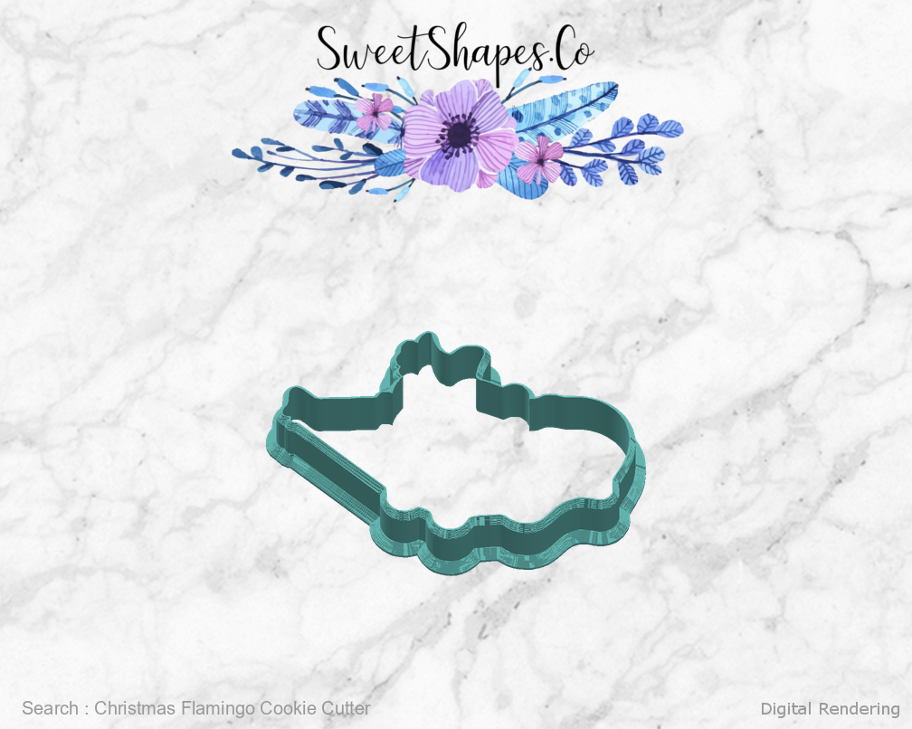 Christmas Flamingo Cookie Cutter — right view