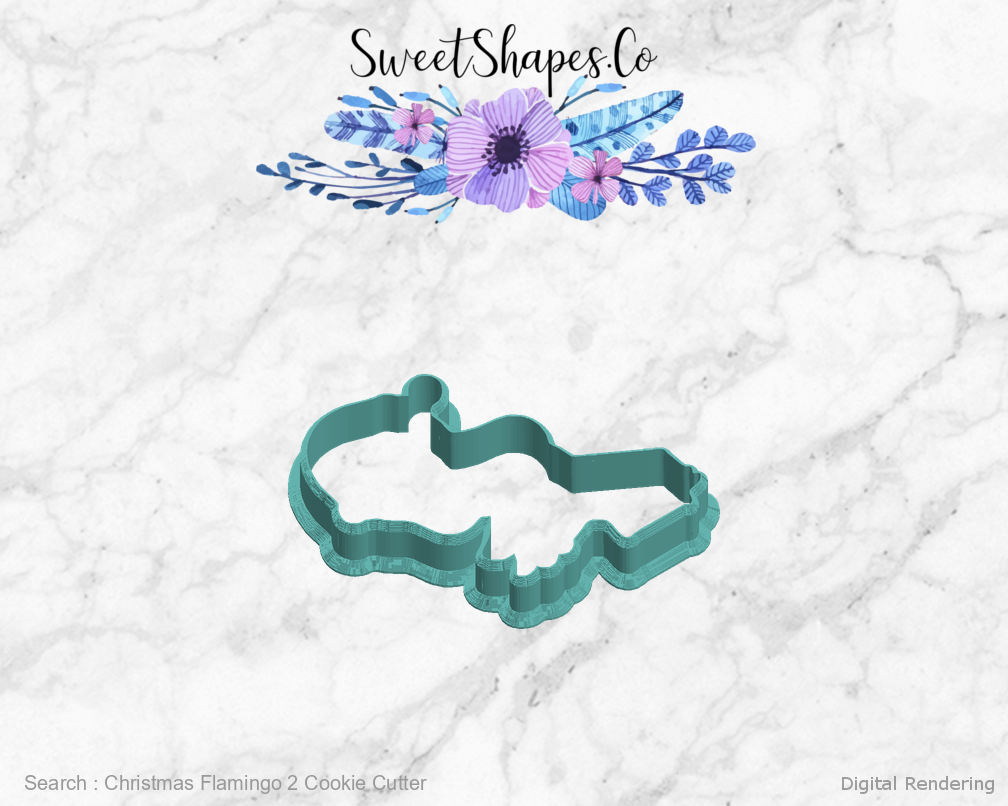 Christmas Flamingo 2 Cookie Cutter — left view