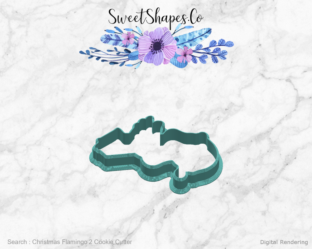 Christmas Flamingo 2 Cookie Cutter — right view
