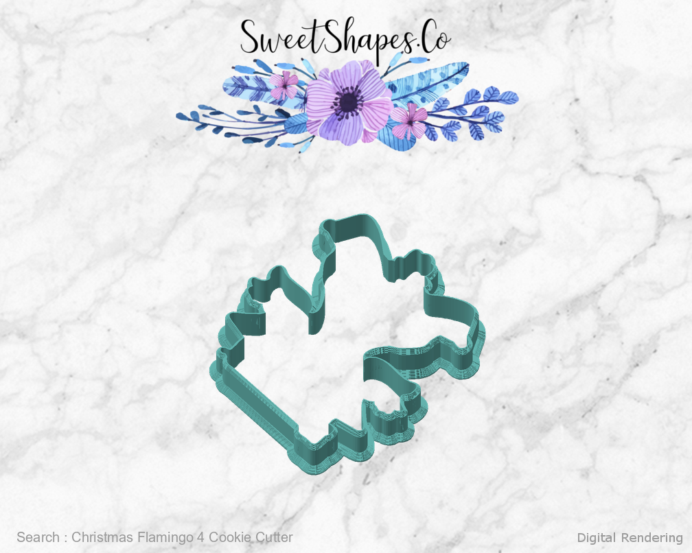 Christmas Flamingo 4 Cookie Cutter — angled front view