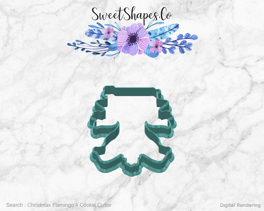 Christmas Flamingo 4 Cookie Cutter — back view