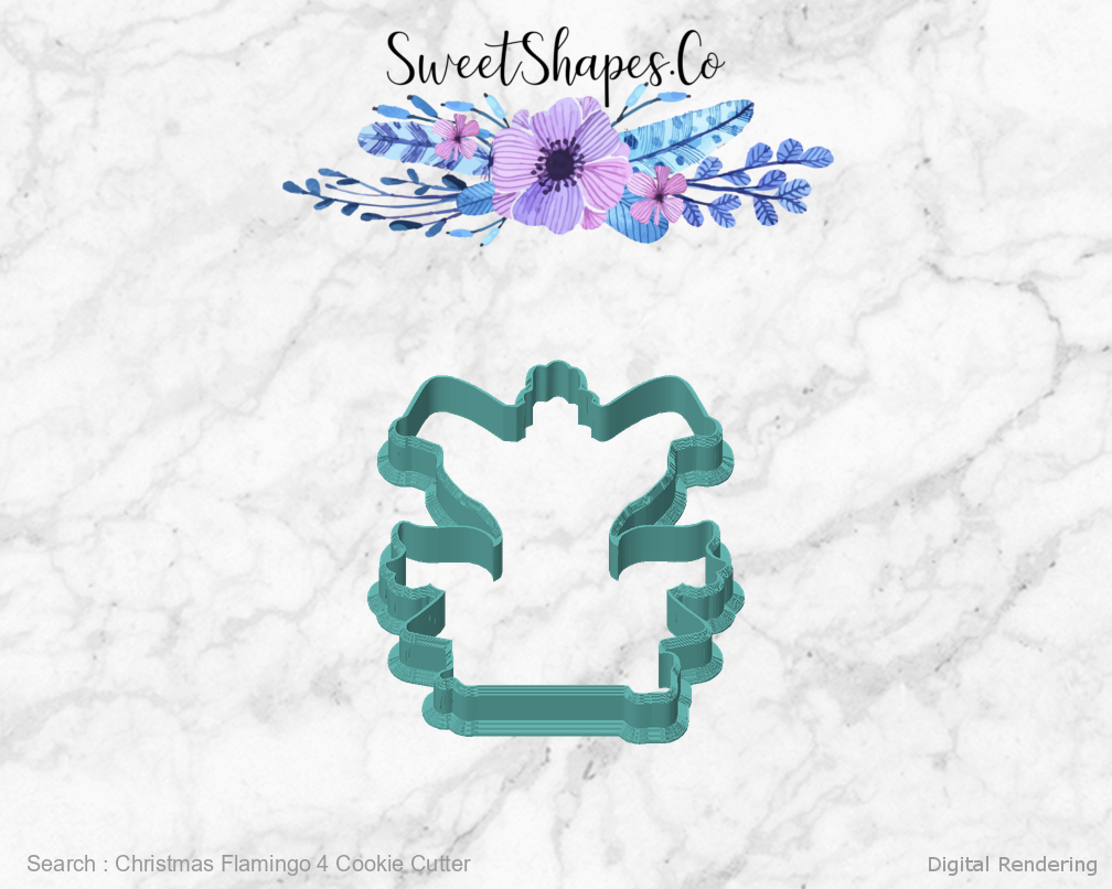 Christmas Flamingo 4 Cookie Cutter — front view