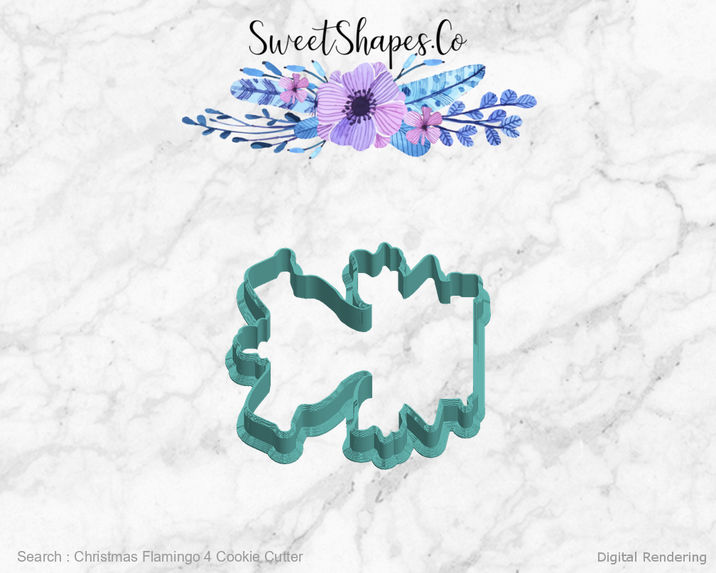 Christmas Flamingo 4 Cookie Cutter — left view