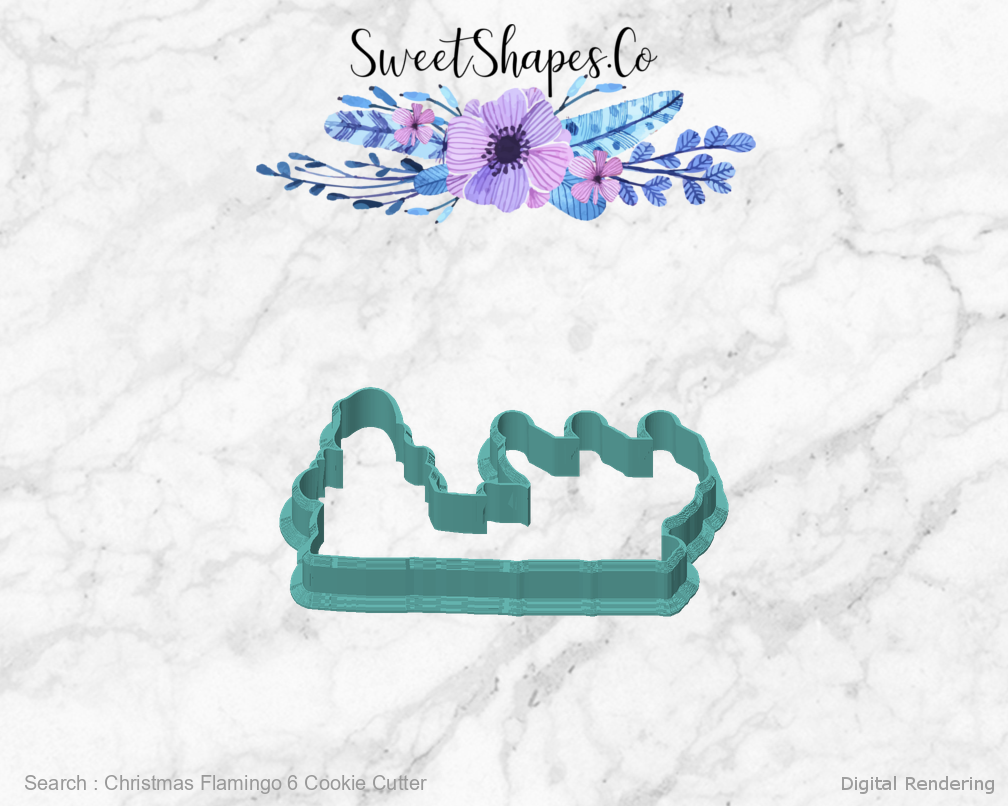 Christmas Flamingo 6 Cookie Cutter — front view