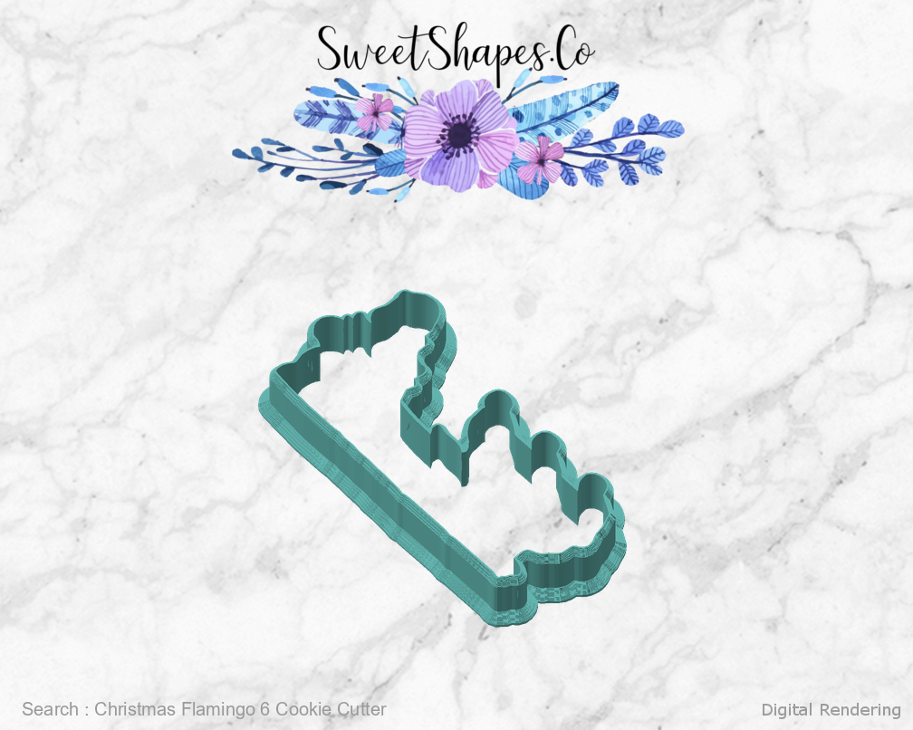 Christmas Flamingo 6 Cookie Cutter — angled front view