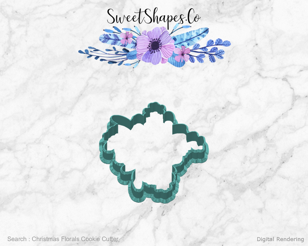 Christmas Florals Cookie Cutter — back view