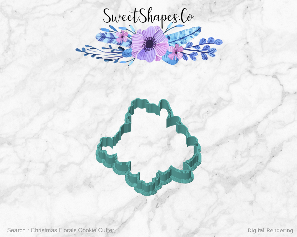 Christmas Florals Cookie Cutter — front view