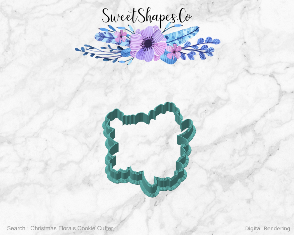 Christmas Florals Cookie Cutter — angled front view