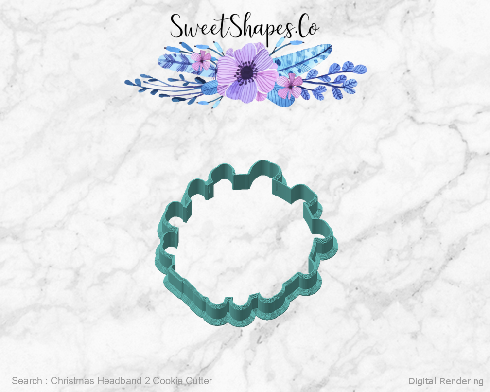 Christmas Headband 2 Cookie Cutter — angled front view