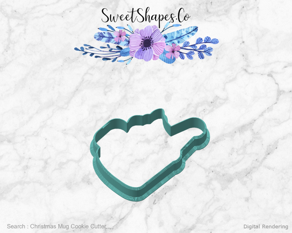 Christmas Mug Cookie Cutter — angled front view