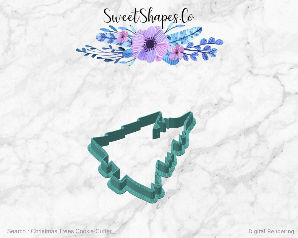 Christmas Trees Cookie Cutter — angled front view