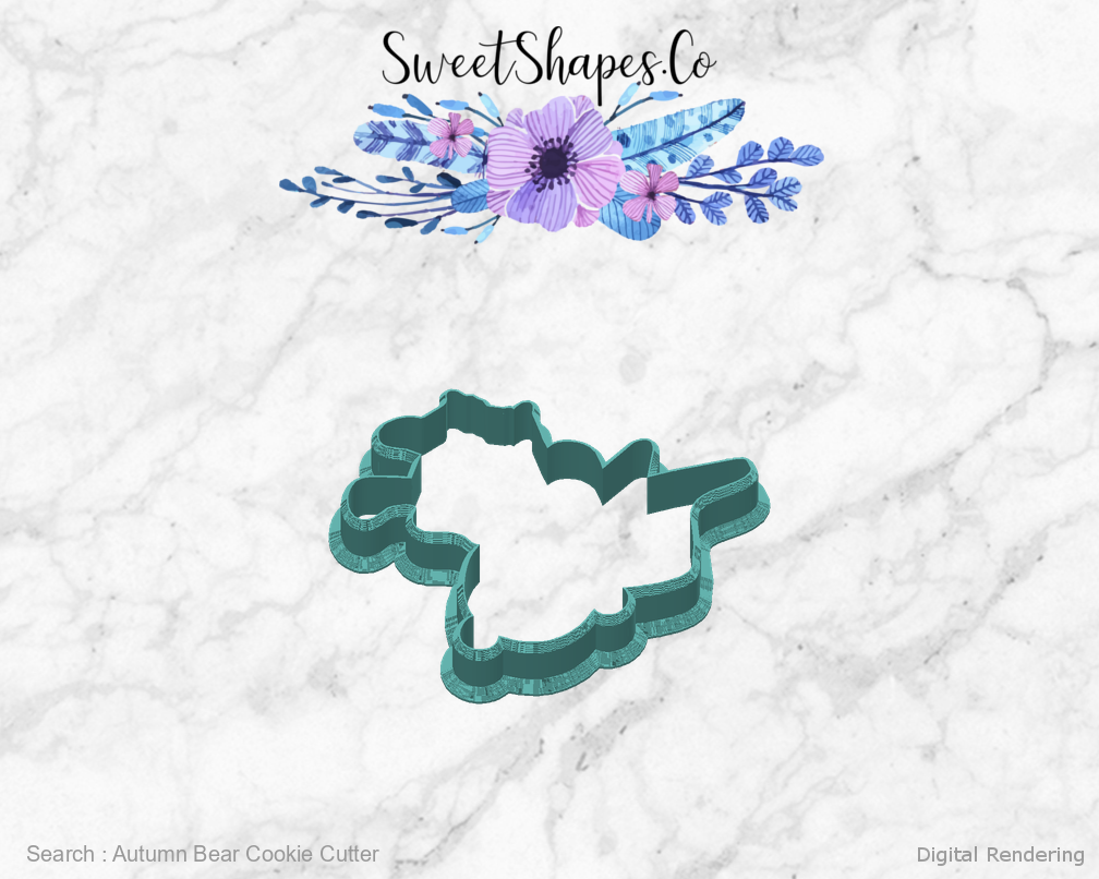 Autumn Bear Cookie Cutter — back view