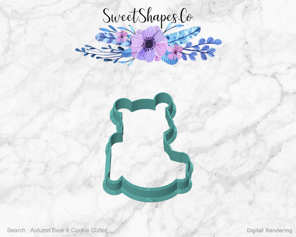 Autumn Bear 6 Cookie Cutter — front view