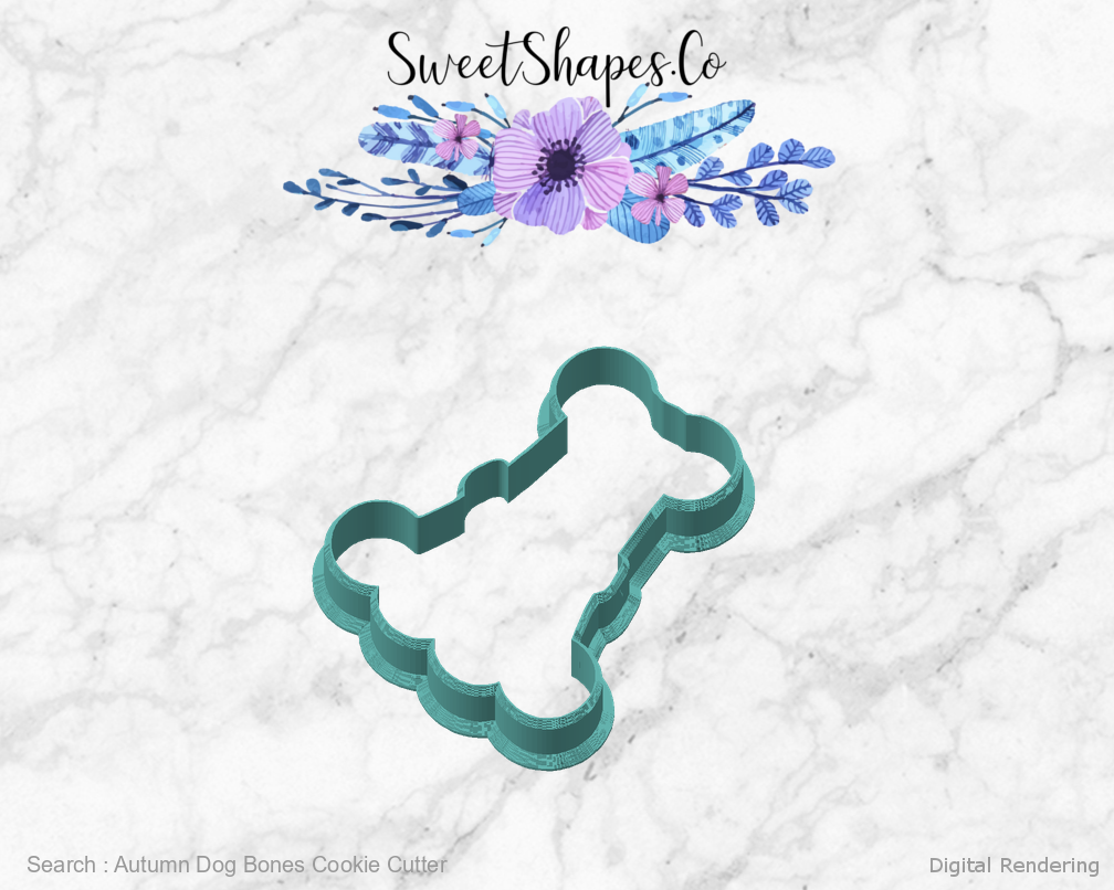 Autumn Dog Bones Cookie Cutter — angled front view