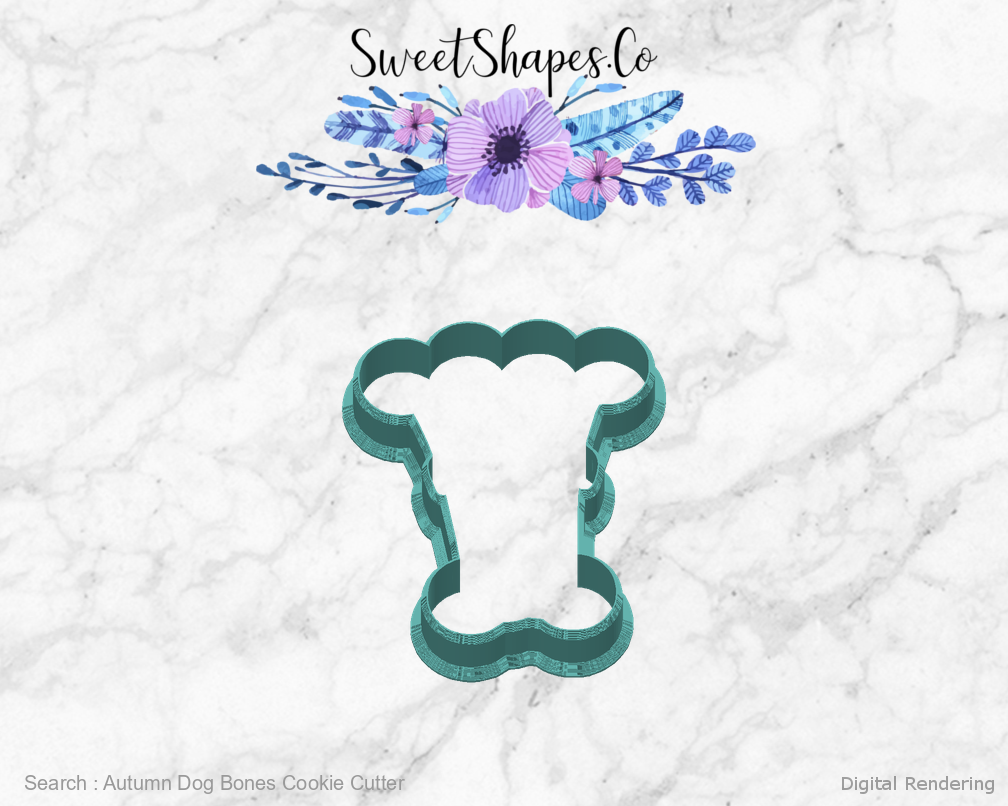 Autumn Dog Bones Cookie Cutter — back view